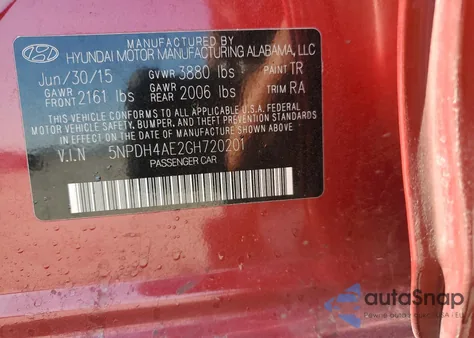 2016 Hyundai Elantra Se из США, поврежденный, VIN 5NPDH4AE2GH720201